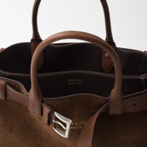 PRADA LARGE BUCKLE PRADA BUCKLE SUEDE BAG WITH BELT - Image 4